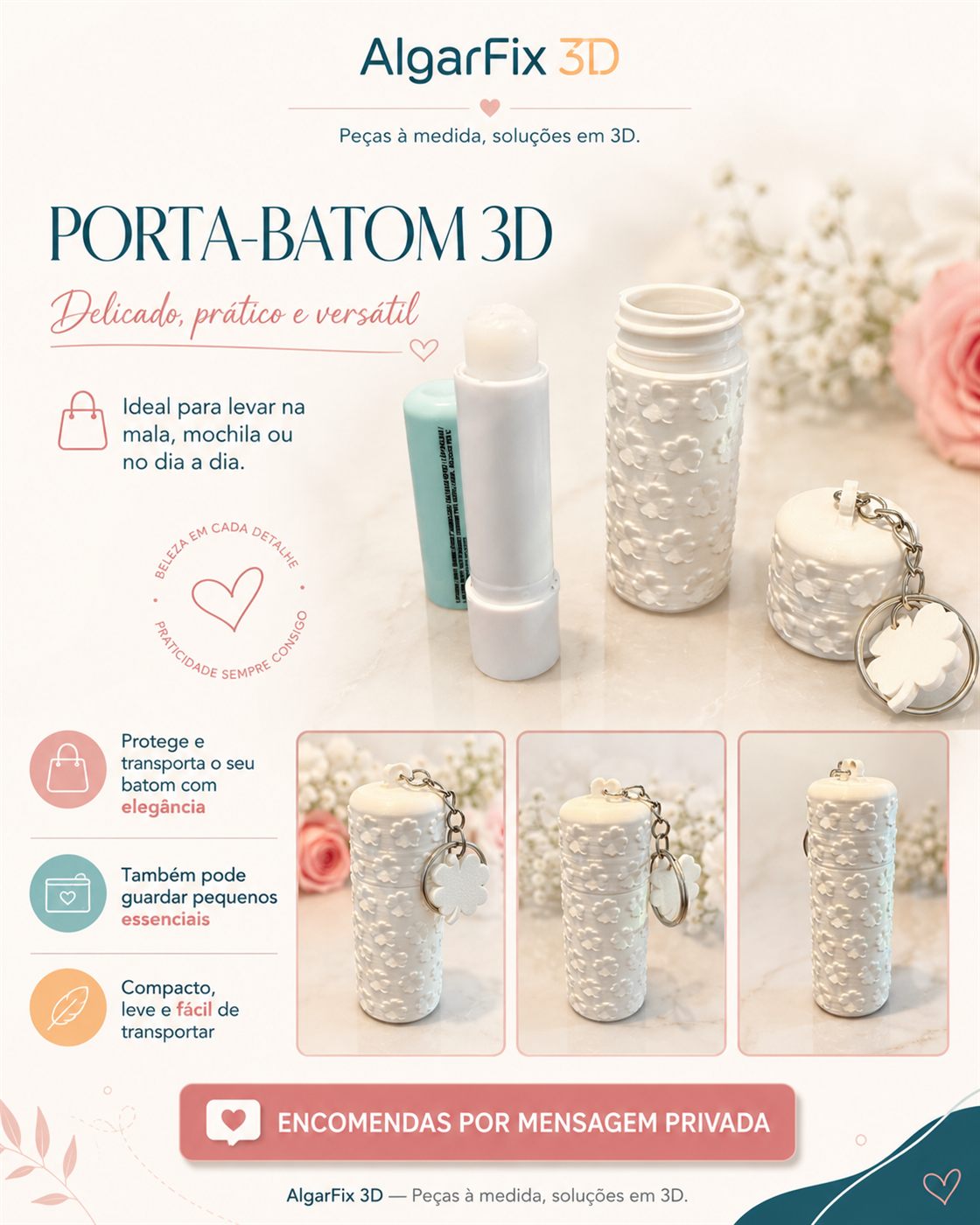 Detalhe de impressão 3D personalizada